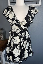 Free People French Quarter Floral Wrap Ruffle Mini Dress Size S