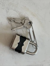 Vintage Miniature Padlock With Key Black & Silver Made In Germany 1 1/4”