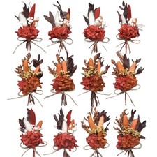 xin's convey Mini Dried Flower Bouquet Set 12 pcs , Birthday Party Burgundy