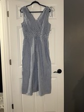 Old Navy Fit And Flare Sleeveless Tie Shoulder Smocked Dress Large Nwt 49.99