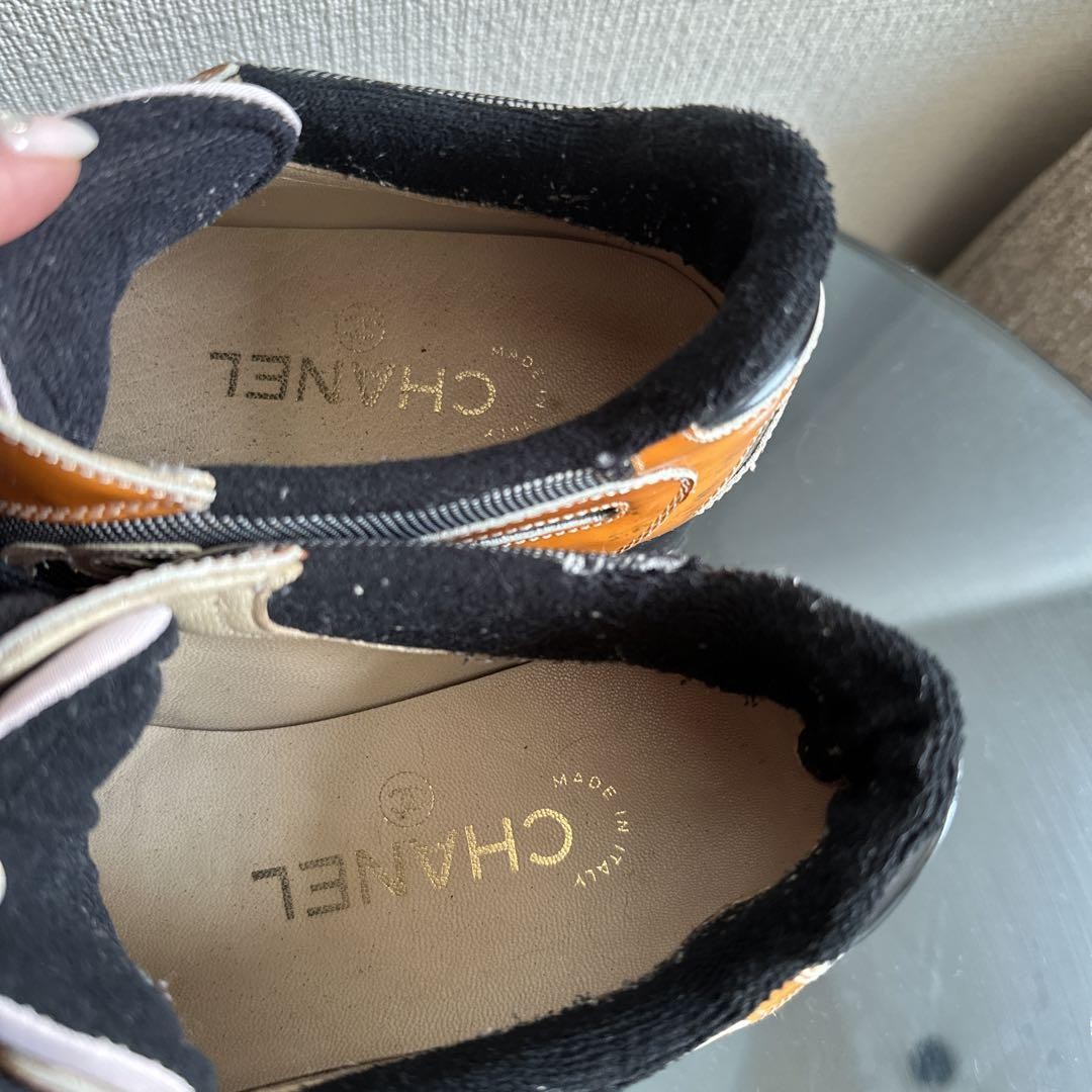 CHANEL COCO MARK Logo Sneaker Shoes Women Size 36 Orange Genuine