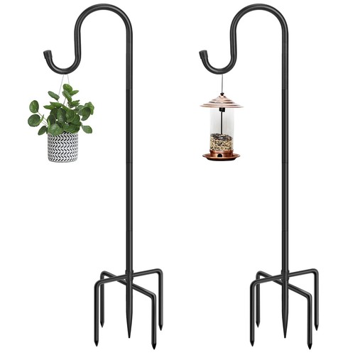 48 in Outdoor Shepherds Hook with 5 Prong Bases, 2 Packs, Garden Hanging Stak...