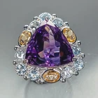 Handmade 14 ct+ Natural Amethyst Ring 925 Sterling Silver Size 7.5 /R480794