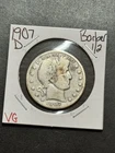 1907 D Barber Silver Half Dollar VG Very Good Better Date US 50c Coin (Raw18296)