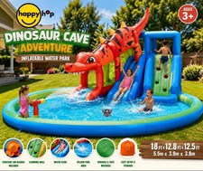 Happy Hop Dinosaur Cave Adventure Inflatable Water Slide 18 x 12 NEW IN BOX