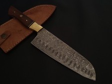 COLTELLO CHEF ACCIAIO DAMASCATO 11,5" PERSONALIZZATO FATTO A MANO MANICO PALISSANDRO CON FODERO F404