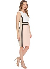 Calvin Klein Dress color block - white, pink, black pencil knee length dress 4