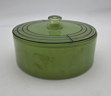 vintage green ladys powder dish with lid