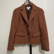 Vintage Talbots Wool Houndstooth Blazer Womens 2 Heritage Equestrian Old Money