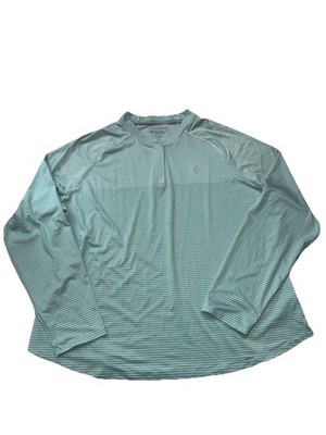 Coolibar Pullover Women s 2XL 1/4 Zip UPF 50+ Sun Protection L/S Green Striped