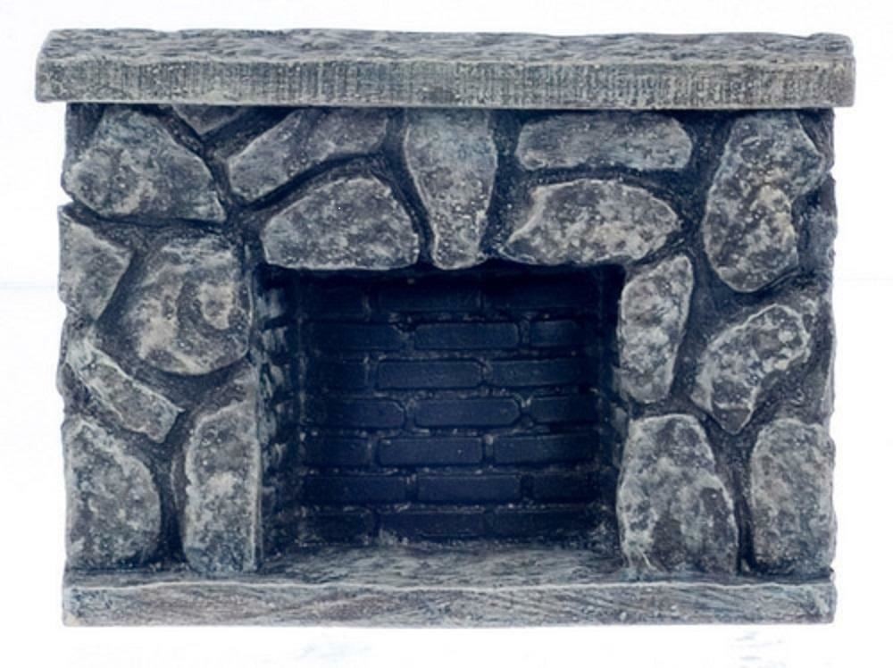 Melody Jane Dolls House Miniature Furniture Resin Grey Fieldstone Fireplace