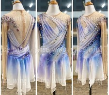 Figure Skating Dress Ice Skating Dress blue dyeing Competition Skating Wear