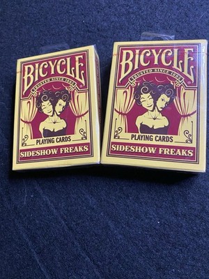2 Sealed Bicycle Sideshow Freaks Playing Cards USPCC Rare Collector Deck Lot