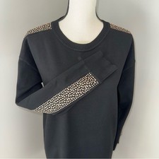 Calvin Klein Womens Edgy Black Sweater Dress Embellished Sleeves size Medium