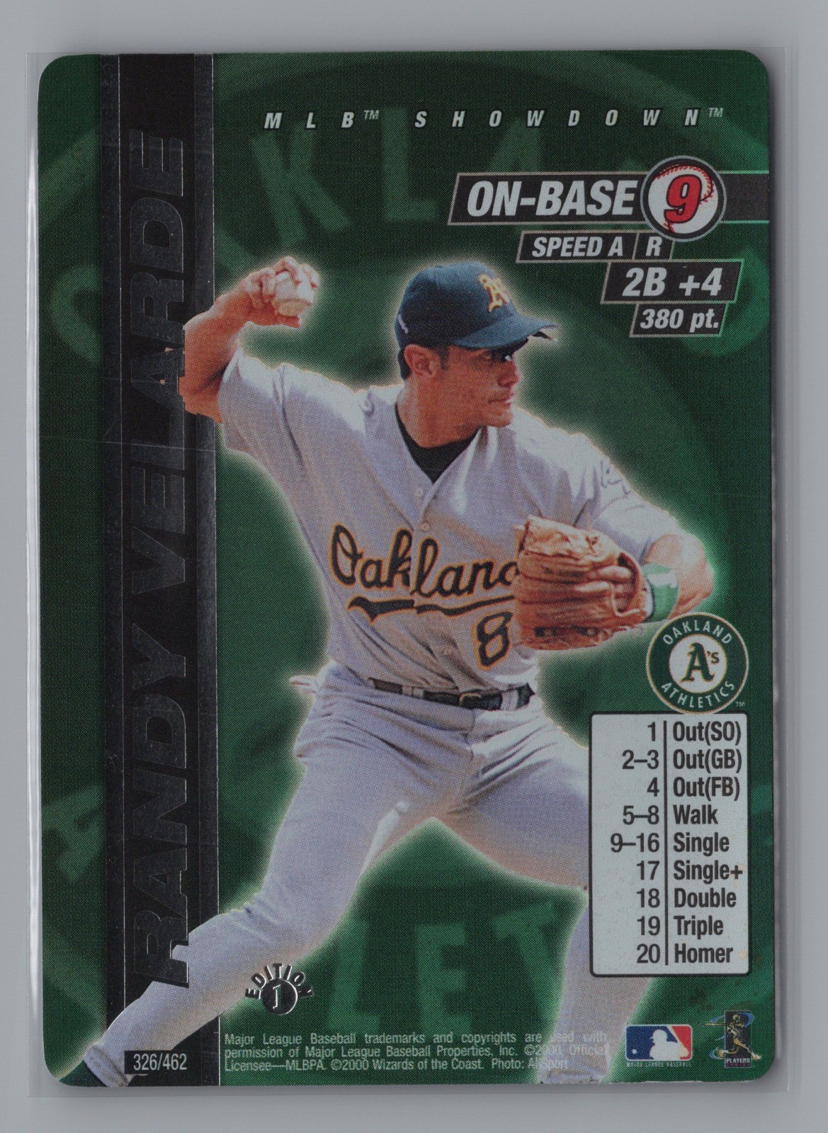Randy Velarde 2000 MLB Showdown 1st Edition 326 Oakland Athletics Base