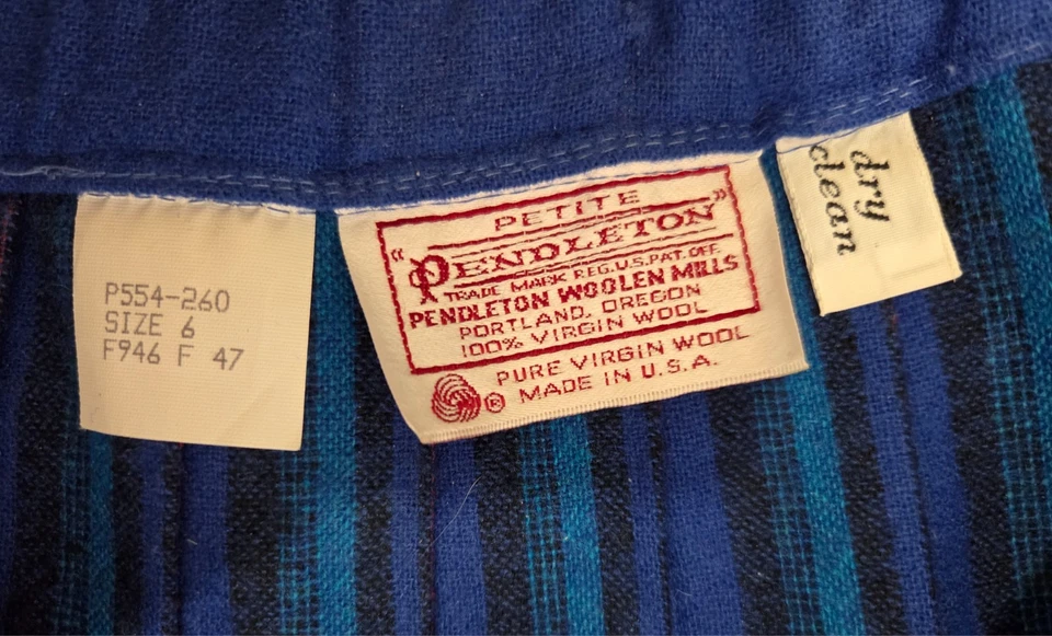 Falda midi plisada a cuadros tartán lana pura lana Pendleton vintage azul talla 6 Foto 4 de 4