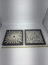 Rice Paper Spiral Shadow Box Wall Art Lot Of 2  14”X 14”