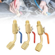A/C Refrigerant Angled Compact Ball Valve Brass For R134A R410A R22 And R12 Char