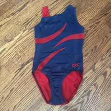 Girls Gymnastics Leotard, GK Elite, CM Child M Medium USA Red Blue Patriotic