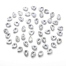 13x18 mm Clear Teardrop Sew on Rhinestone 48 PCS Large Drop Crystal Gems