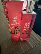 Bath  Body Works Pink Lily  Bamboo 8oz Fragrance Mist and Body Cream