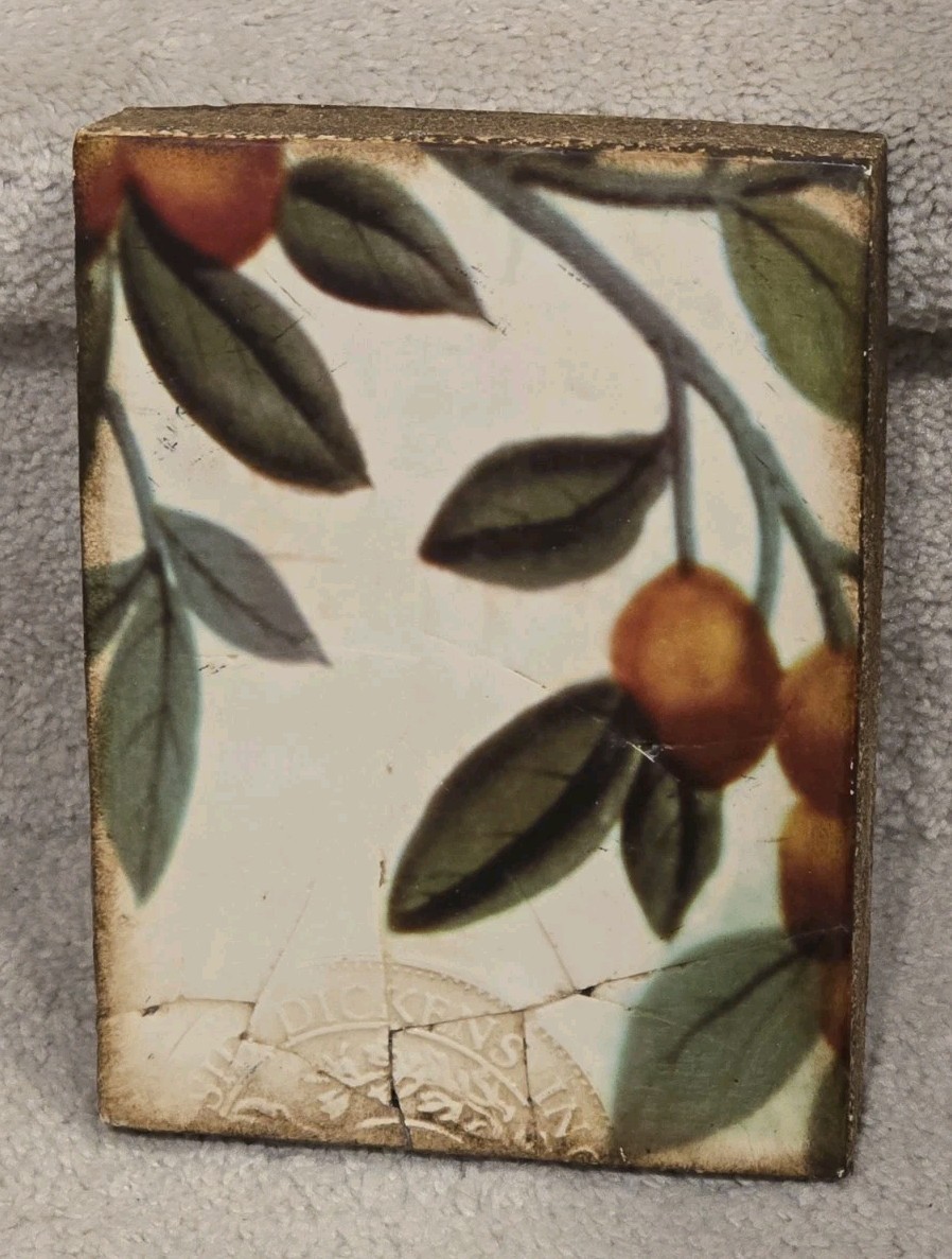 Rare Retired Sid Dickens T-100 Plums With Leaves Memory Block Tile