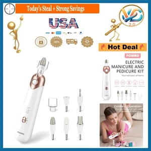 White Cordless Electric Nail Drill Set Manicure Pedicure Kit 5 Speeds