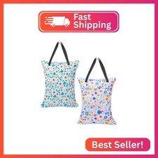 ALVABABY 2 Pack Large Wet Dry Bag Waterproof Hanging Cloth Diaper with Double Zi