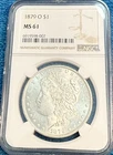 1879-O white BU Morgan silver dollar. NGC MS61.  #ndo007