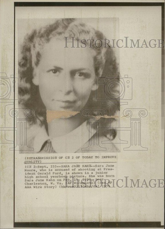 1975 Press Photo Pres Ford's Attempted Murderer Sara Jane Moore's Jr High Pic