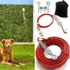 Heavy Duty Aerial Dog Tie Out Trolley System - Dog Run Cable 100Ft Dog