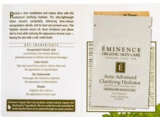 Eminence Organic Skin Care Lot of 6 Samples Acne Advanced Clarifying Hydrator