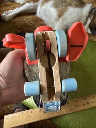 Giocattolo vintage 1961 Fisher Price, legno, Big Bill Pelican Pull # 794, USA... - Foto 5 di 6