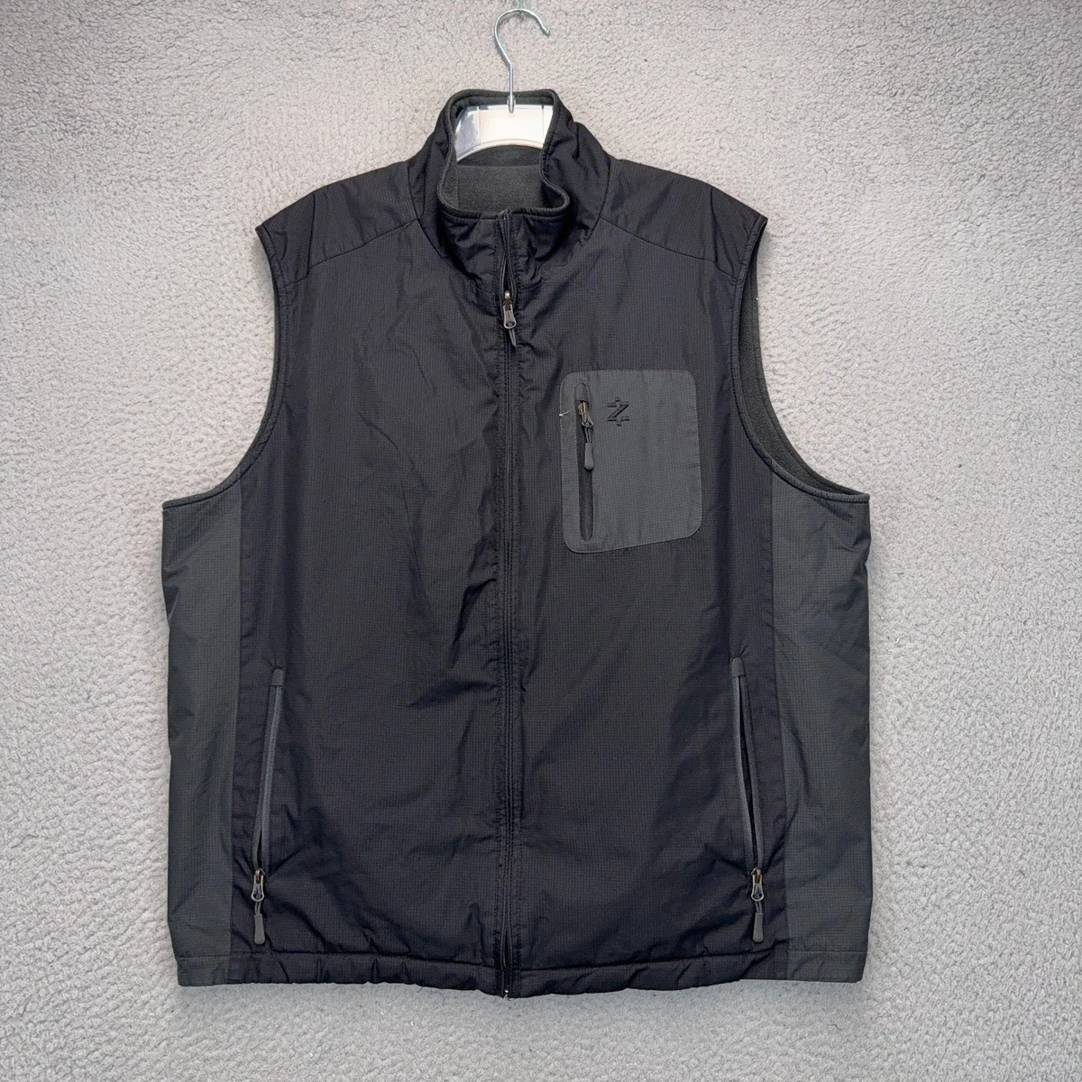 Veste Coupe-vent Izod Homme – Noir, Taille XL, Polyester, Poches Zippées (très Bon état)