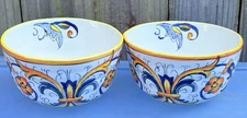 (2)   Tuscany , Happy Colors Flower Center, Large Cereal Bowl, 7”