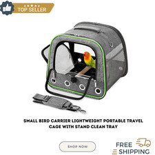 Small Bird Carrier Lightweight Portable Travel Cage with Stand Clean Tray