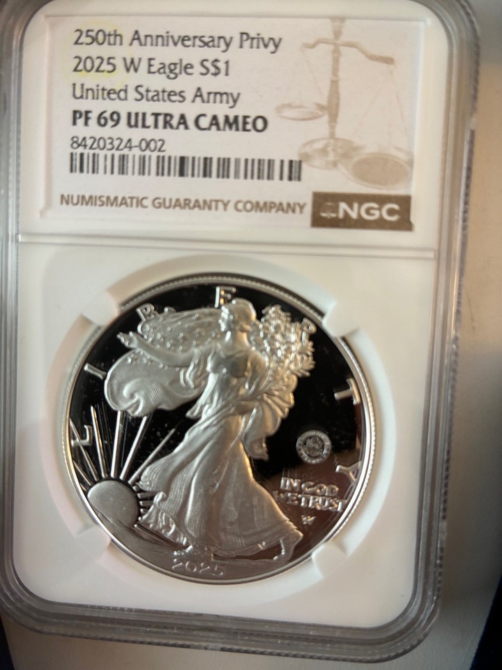 2025 W 250th Anniversary US ARMY PRIVY MARK 1oz SILVER EAGLE PROOF PF ...