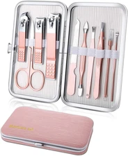 Manicure Set, Travel Mini Nail Clippers Kit Pedicure Care Tools, 10Pcs Stainless