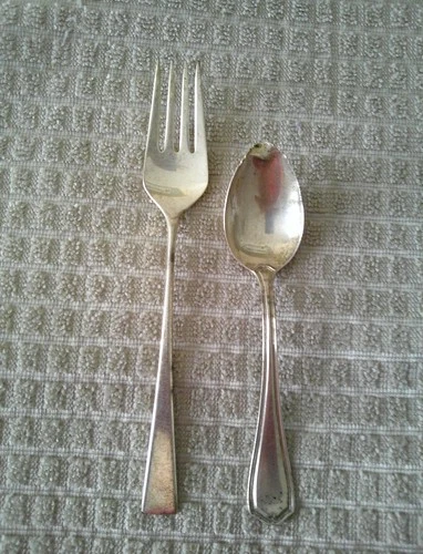 2 Vint Sterling Silver Pieces Reed & Barton 7" Fork & 5 3/4" Unbranded Spoon