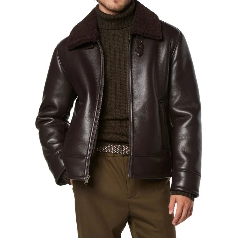 Leather Pilot Jacket w Shearling Lining