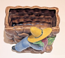 Vintage Mexican Sombrero Planter Made in Japan w/ 2 Mini Pots 1950s