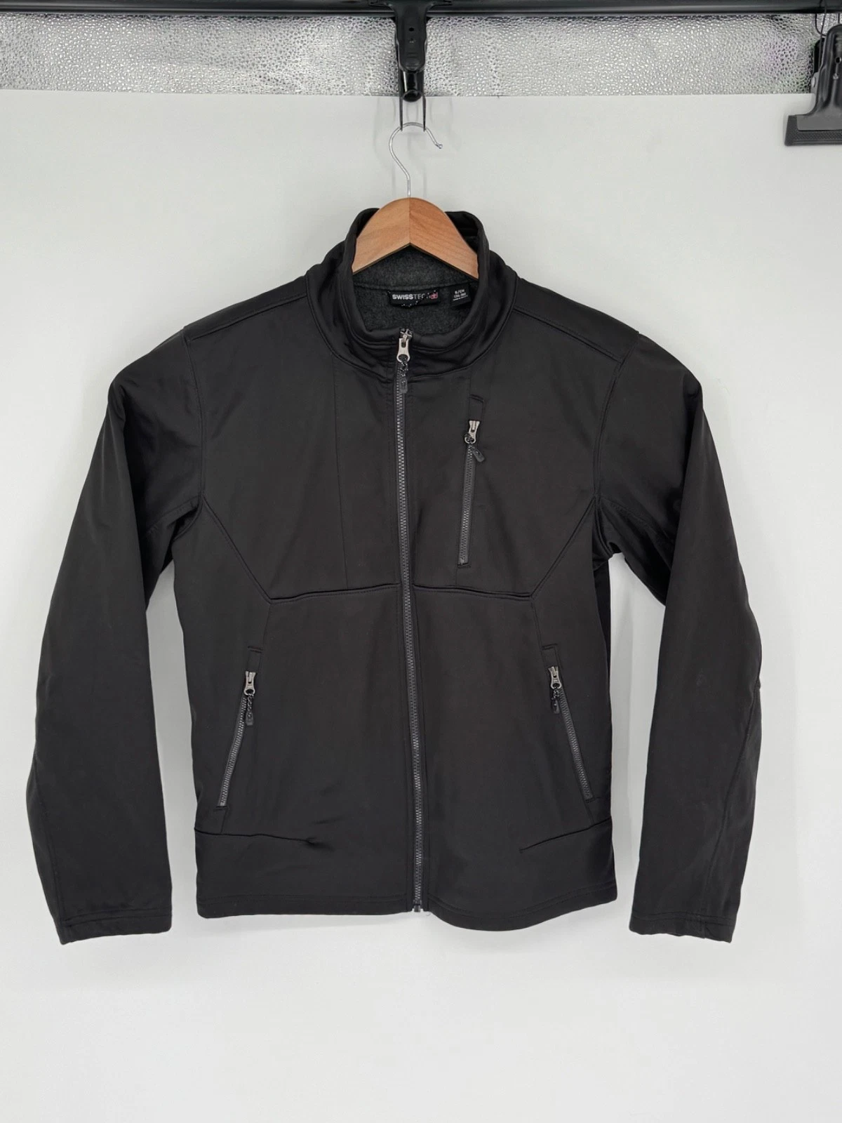 Swiss Tech Men’s Black Basic Jacket Fleece Lined Full Zip Size Small (34-36) I4