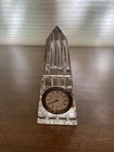 BEAUTIFUL VTG WATERFORD Crystal Obelisk Pyramid Desk Clock SIGNED 5.75"H IRELAND