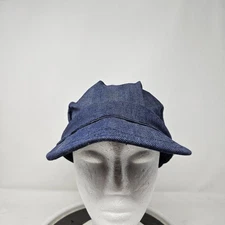 Vintage Denim Utility Hat Cap Fitted Mens 7 1/4 Blue Workwear Made USA 60s