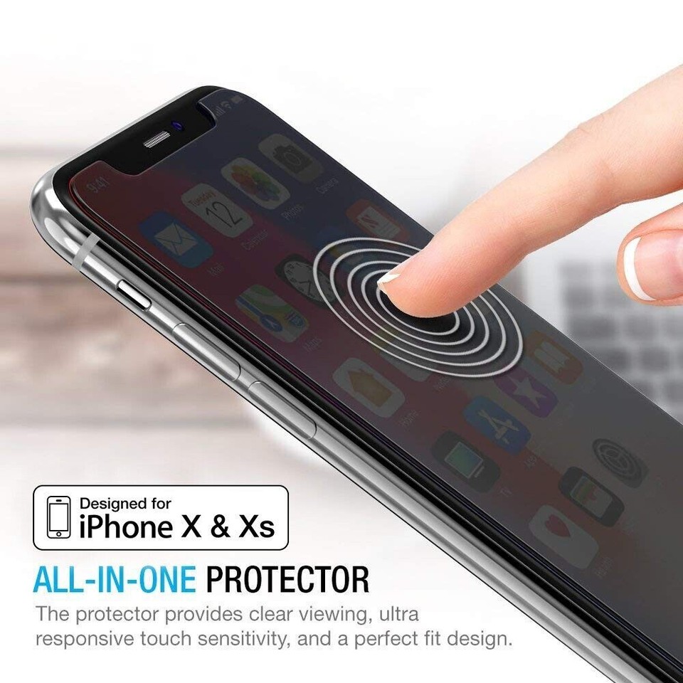 Maxboost (3 Pack) Privacy Glass Screen Protector for iPhone 11 Pro , X