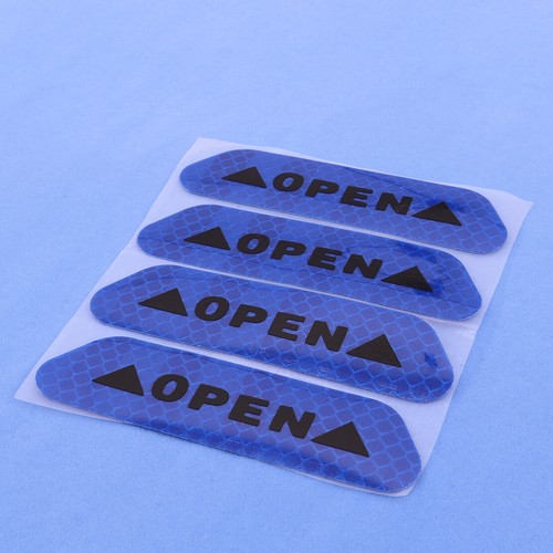 4x Car Door Open Sticker Reflective Tape Safety Warning Door Decal Super Blue - Picture 3 of 6