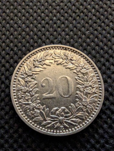 1913 SWITZERLAND 20 RAPPEN COIN KM217 - BRILLIANT UNCIRCULATED - Picture 6 of 11