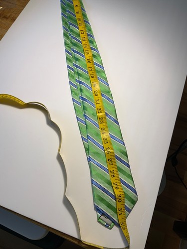 Nordstrom Mens Long Silk REPP Tie w/tags Stripe Green w/blue 3 1/2” x 64” - Imagen 6 de 6