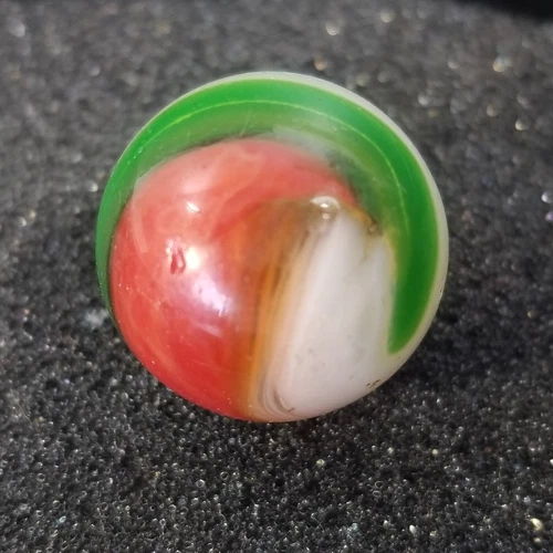 3 Color Popeye Hybrid Corkscrew Marble .471” Red Green & White Swirl