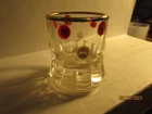 Vintage-Dot's ( Red/White)on Federal Mini mug shotglass- Gold rim- clear